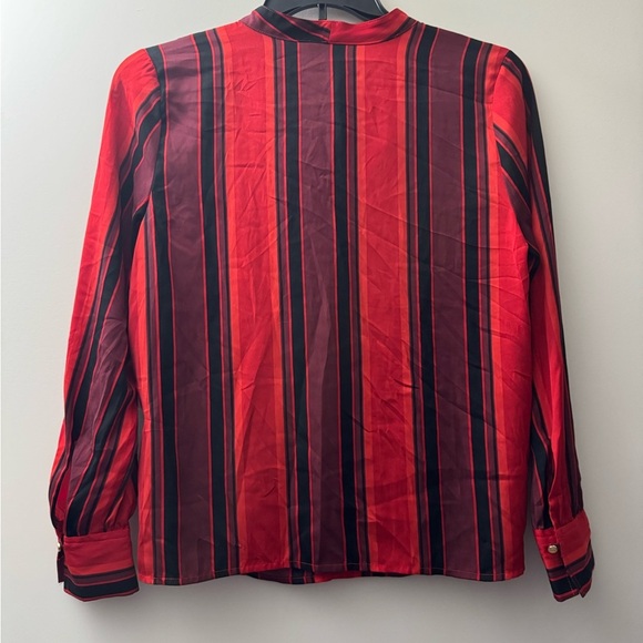 Liz Claiborne Red and Black Long Sleeve Blouse - Picture 5 of 5